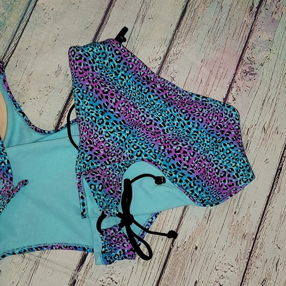 Blue purple leapord monokini - Picture 7 of 8
